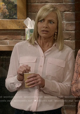 Jill's blush button down shirt on Mom