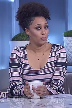 Tamera's striped bell sleeve top on The Real
