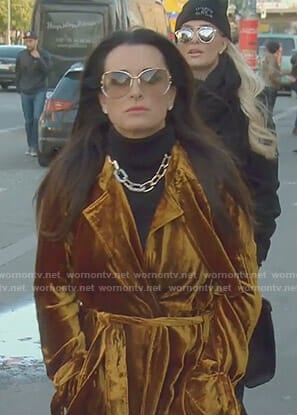 Kyle's yellow velvet coat on The Real Housewives of Beverly Hills