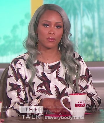 Eve's leaf print gathered dress on The Talk