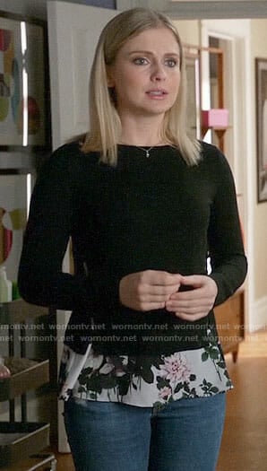 Liv's black floral layered sweater on iZombie