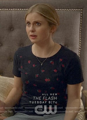 Liv's navy rose print top on iZombie