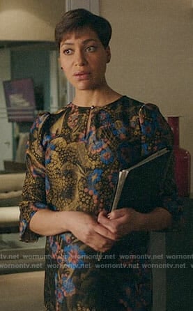 Lucca's floral dress with front keyhole on The Good Fight