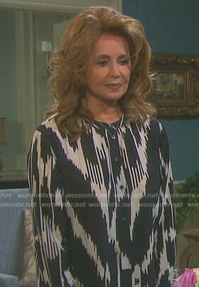 Maggie's black ikat print blouse on Days of our Lives