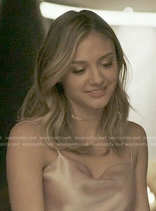 Megan's pink satin cami on The Arrangement