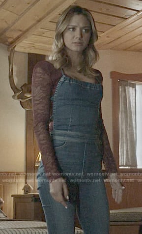 Megan's denim overalls on The Arrangement