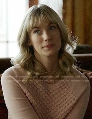 Melissa's pink scale textured sweater on Last Man on Earth