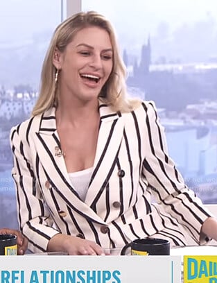 Morgan's striped double breasted blazer on E! News Daily Pop
