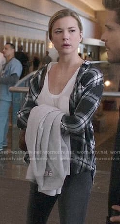 Nic's black plaid shirt on The Resident