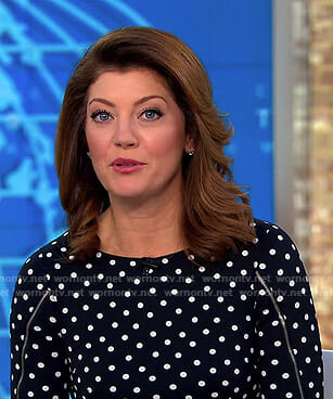 Norah's polka dot dress with zip sleeves on CBS This Morning
