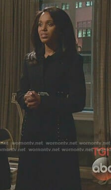 Olivia's black studded detailed coat on Scandal