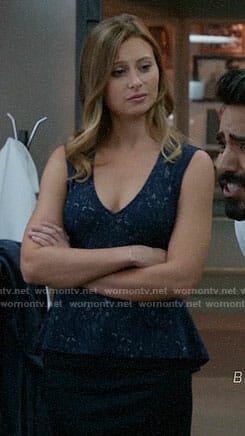 Peyton's blue lace peplum top on iZombie