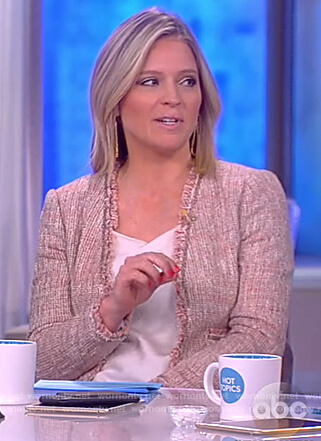 Sara's pink tweed open jacket on The View
