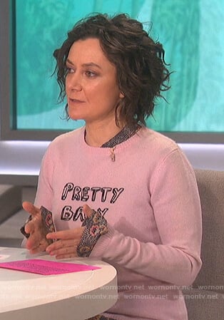 Sara's pink pretty baby sweater on The Talk
