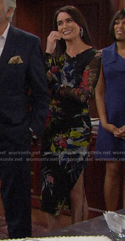 Quinn's black floral long sleeve dress on The Bold and the Beautiful