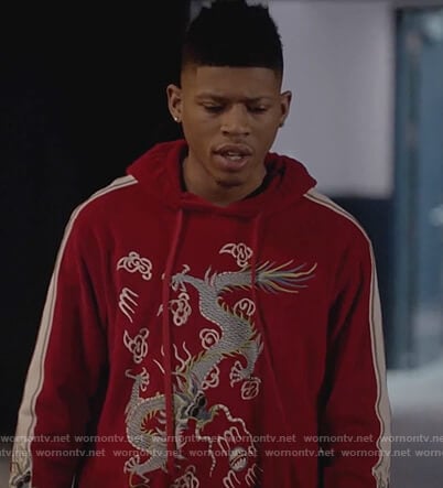 Hakeem's red dragon hoodie on Empire