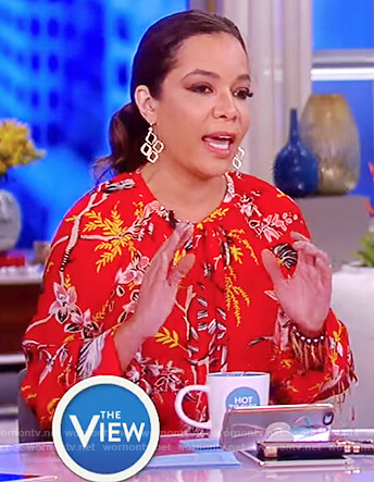 Sunny's red floral print dress on The View