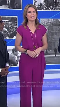 Savannah's purple tie waist jumpsuit on Today