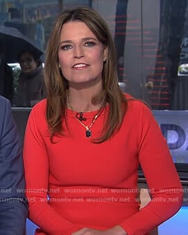 Savannah's red diamond laser-cut hem dress on Today