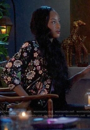 Tangey's floral embellished jacket on Famous in Love