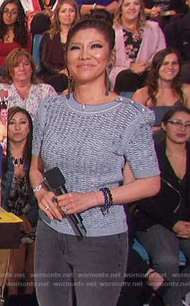 Julie's tweed short sleeve sweater on The Talk