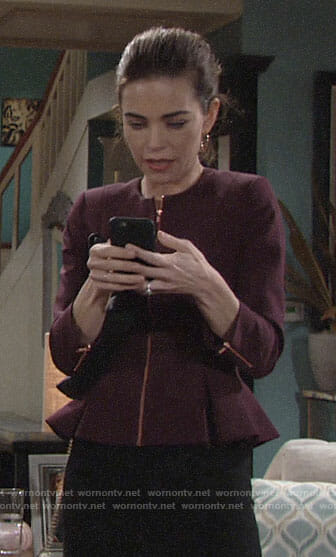 Victoria's purple peplum jacket on The Young and the Restless