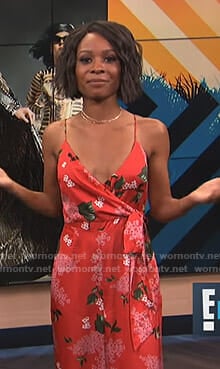 Zuri's red floral jumpsuit on E! News
