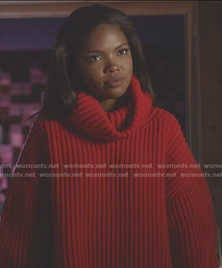 Alex's red oversized turtleneck sweater on Star