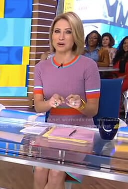 Amy's short sleeve knitted top and skirt on Good Morning America