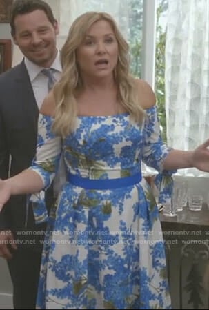 Arizona's white floral off shoulder dress on Grey's Anatomy