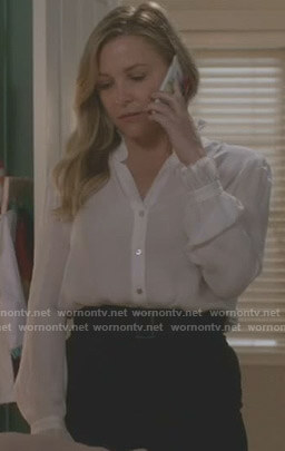 Arizona's white ruffled stand collar blouse on Grey's Anatomy