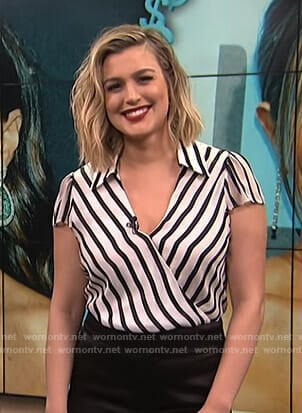 Carissa's white striped wrap blouse on E! News