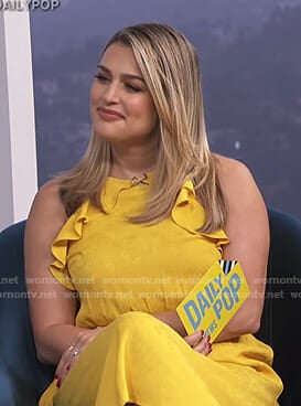 Carissa's yellow ruffled halter dress on E! News Daily Pop