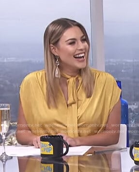 Carissa's yellow tie neck top on E! News Daily Pop
