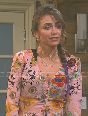 Ciara's pink floral top on Days of our Lives