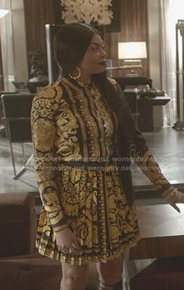Cookie's yellow printed shirt and pleated skirt on Empire