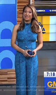 Ginger's blue lace jumpsuit on Good Morning America