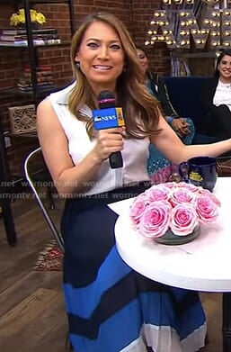 Ginger's blue striped pleated skirt on Good Morning America