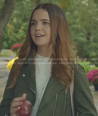 Grace's green suede moto jacket on Good Witch