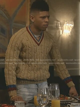 Hakeem's metallic cable knit sweater on Empire