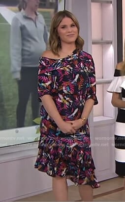 Jenna's black printed one-shoulder dress on Today