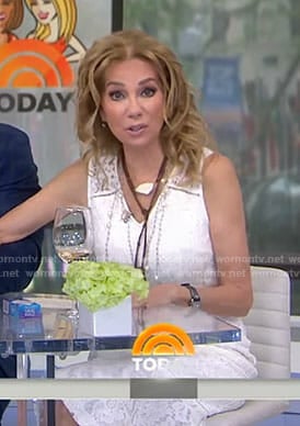 Kathie's white ruffle hem lace dress on Today