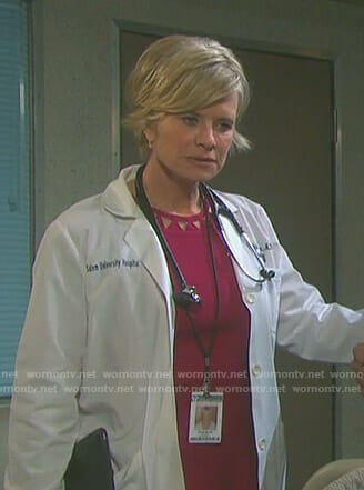 Kayla's pink dress with triangle cutouts on Days of our Lives