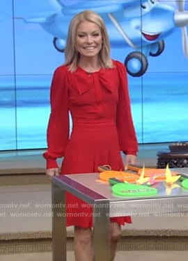Kelly's red bow neck dress on Live with Kelly and Ryan
