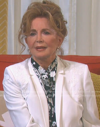Maggie's black and silver floral blouse on Days of our Lives