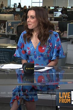 Melanie's blue floral midi dress on Live from E!