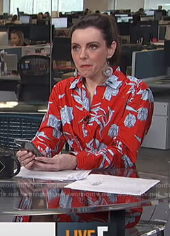 Melanie's red floral shirtdress on Live from E!