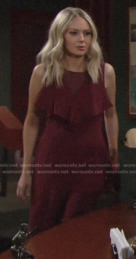Abby's burgundy jumpsuit on The Young and the Restless
