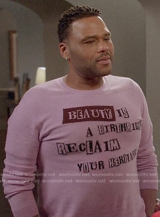 Andre's purple Beauty.. sweater on Black-ish