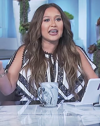 Adrienne's black and white lace inset mini dress on The Real